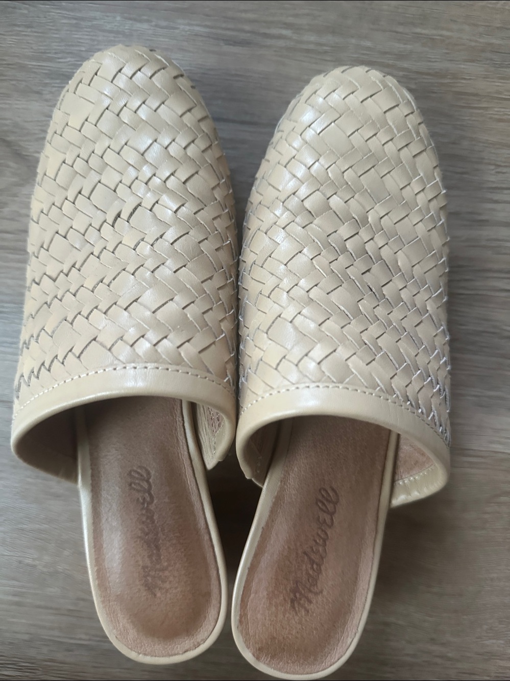 Madewell Woven Slip-On 1.5 inch heel in Beige